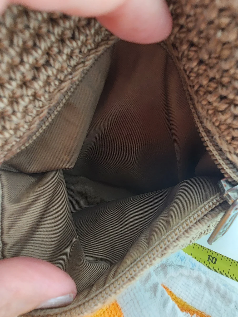 The Sak Crochet Shoulder Bag in Taupe Brown